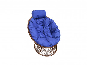 Кресло Папасан мини с ротангом синяя подушка в Североуральске - severouralsk.magazinmebel.ru | фото