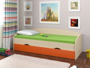 Кровать Соня 2 дуб молочный-оранжевый в Североуральске - severouralsk.magazinmebel.ru | фото